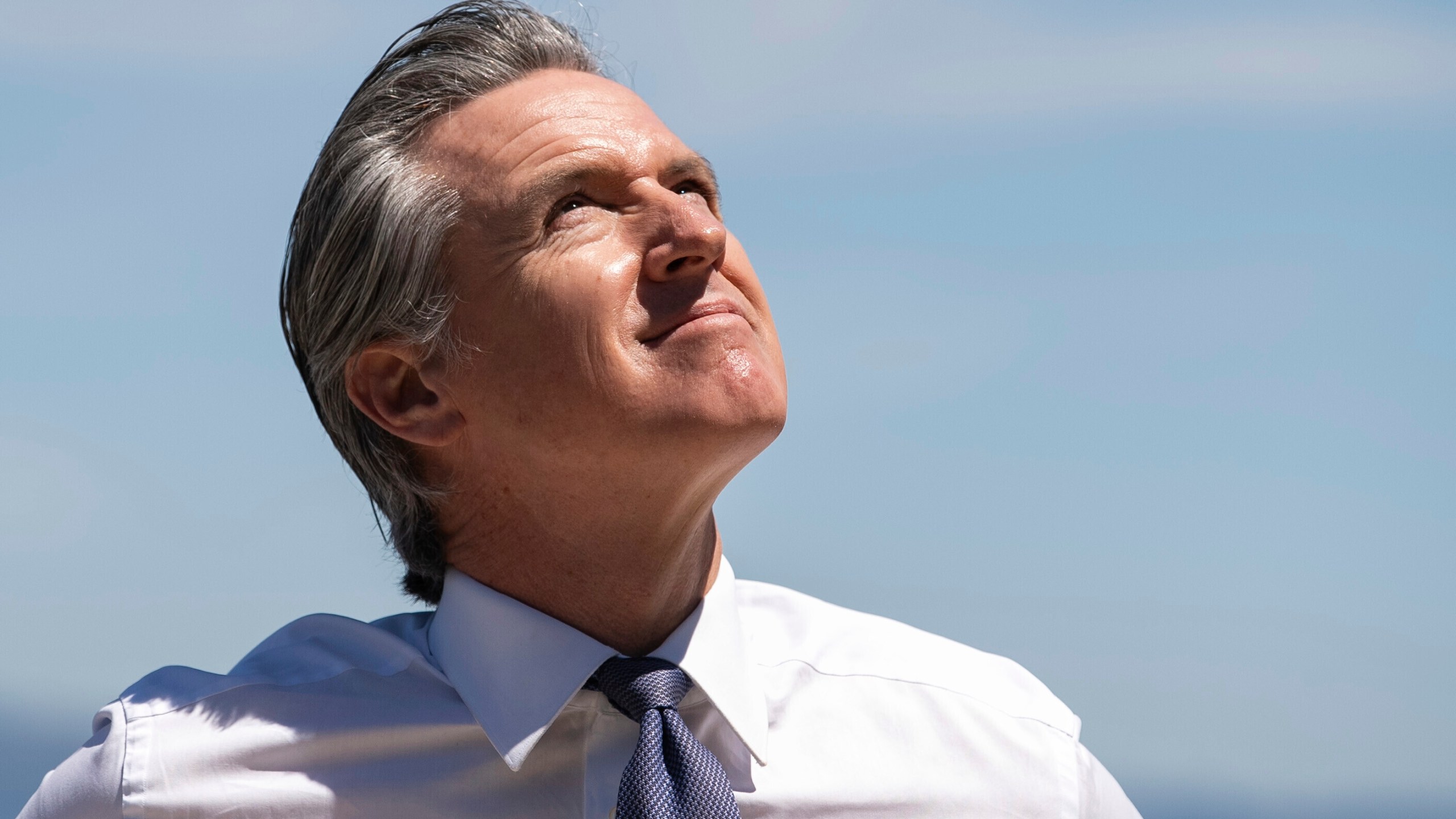 Gov. Gavin Newsom holds a press conference at the Google office in San Francisco on Thursday, Aug. 7, 2025, to announce new AI partnerships. (Anna Connors/San Francisco Chronicle via AP)