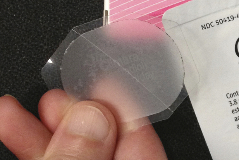 FILE - A low-dose estrogen skin patch is seen on Tuesday, Oct. 2, 2012. (AP Photo/File)