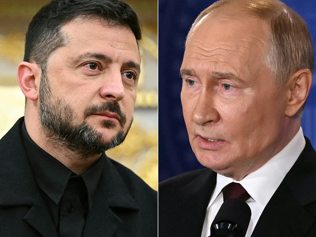 A composite photo of Vladimir Putin and Volodymyr Zelenskyy