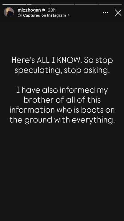 A statement posted by Brooke Hogan on Instagram.