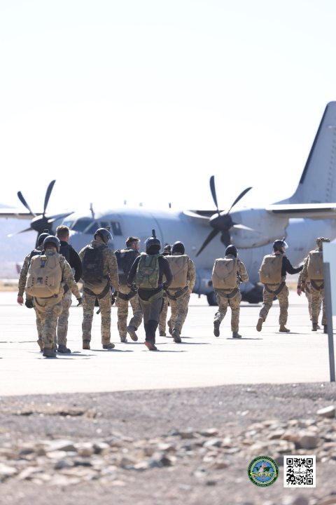 people in uniform walk in front of a plane