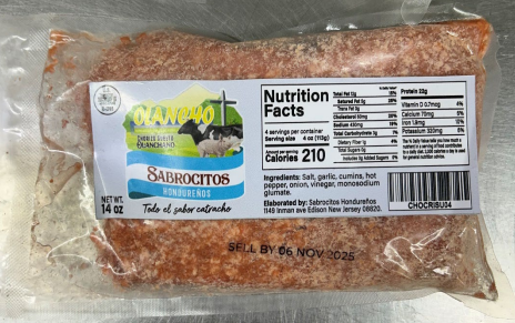 Recalled Chorizo from Sabrositos Hondurenos (via USDA)