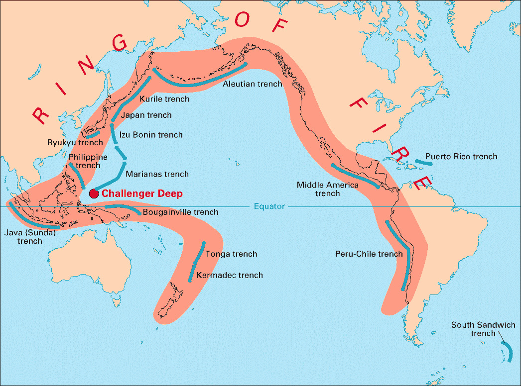 A map of the Ring of Fire