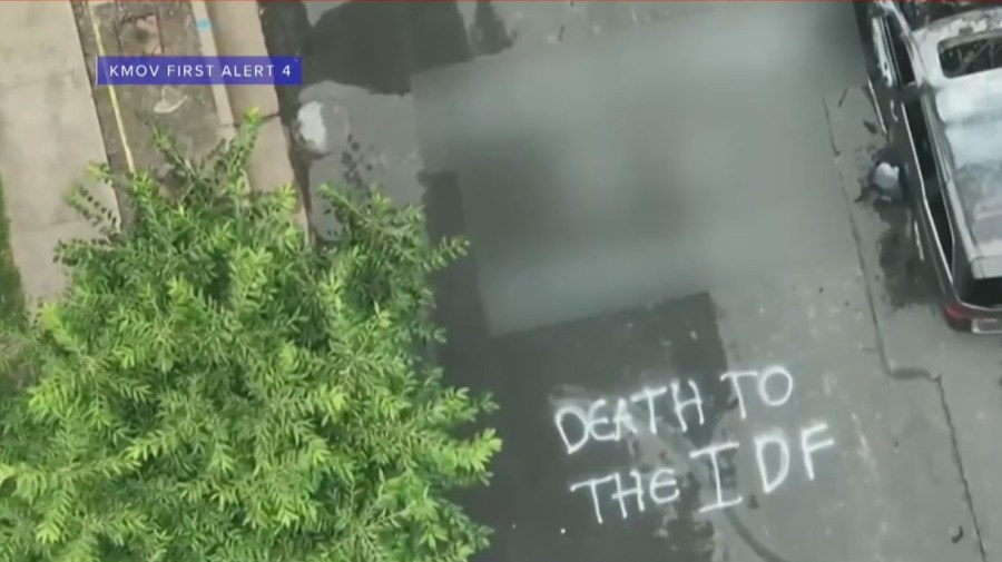 An antisemitic message was found scrawled next to three cars that were set on fire in St. Louis,