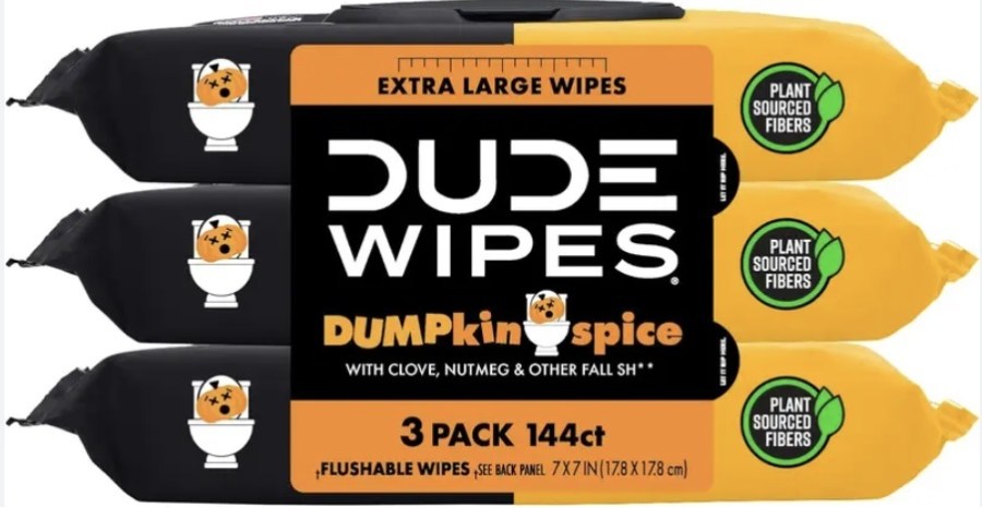 DUMPkin spice Dudewipes via DUDE wipes