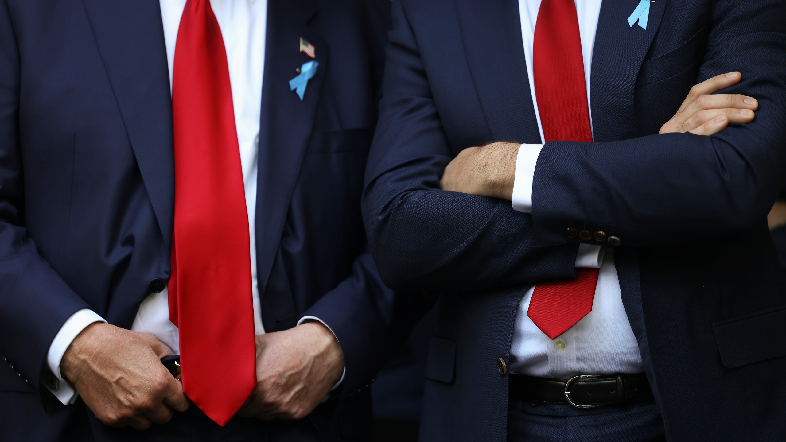 FILE - Republican presidential nominee former President Donald Trump, left, and Republican vice presidential nominee Sen. JD Vance, R-Ohio, attend the 9/11 Memorial ceremony on the 23rd anniversary of the Sept. 11, 2001 attacks, Sept. 11, 2024, in New York. (AP Photo/Yuki Iwamura, File)