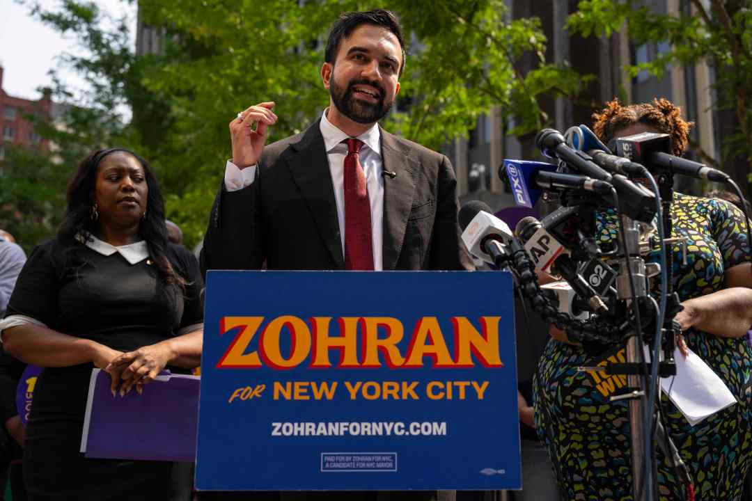 FILE - New York City Democratic mayoral candidate Zohran Mamdani speaks during a press conference outside the Jacob K. Javits federal building Thursday, Aug. 7, 2025, in New York. (AP Photo/Yuki Iwamura, file)
