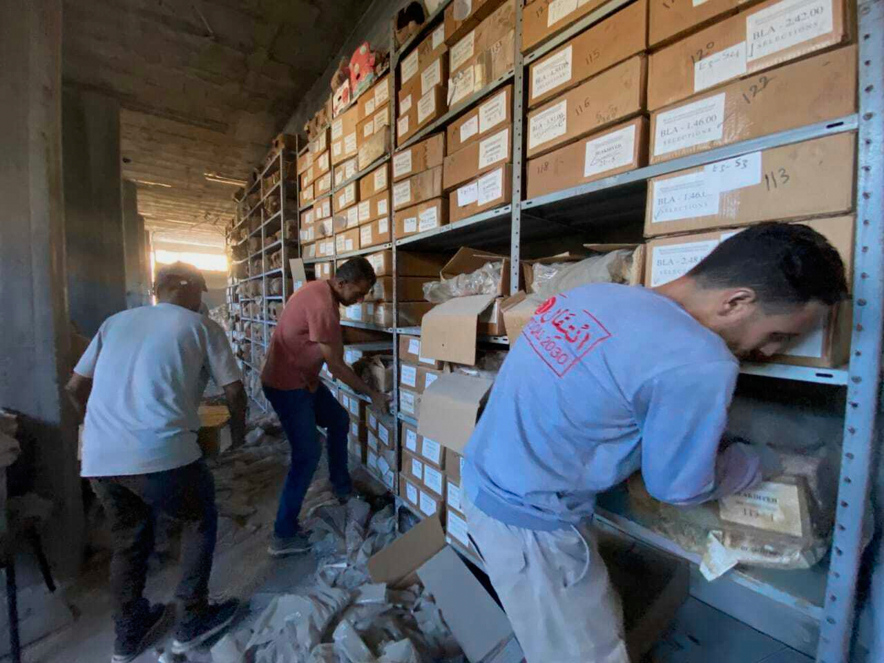 This photo provided by Première Urgence Internationale, archaeological artifacts packed for transit in an attempt to protect them from an Israeli strike are located on an open-bed truck in Gaza City, Gaza Strip on Thursday, Sept. 11, 2025. (Première Urgence Internationale (PUI) via AP)