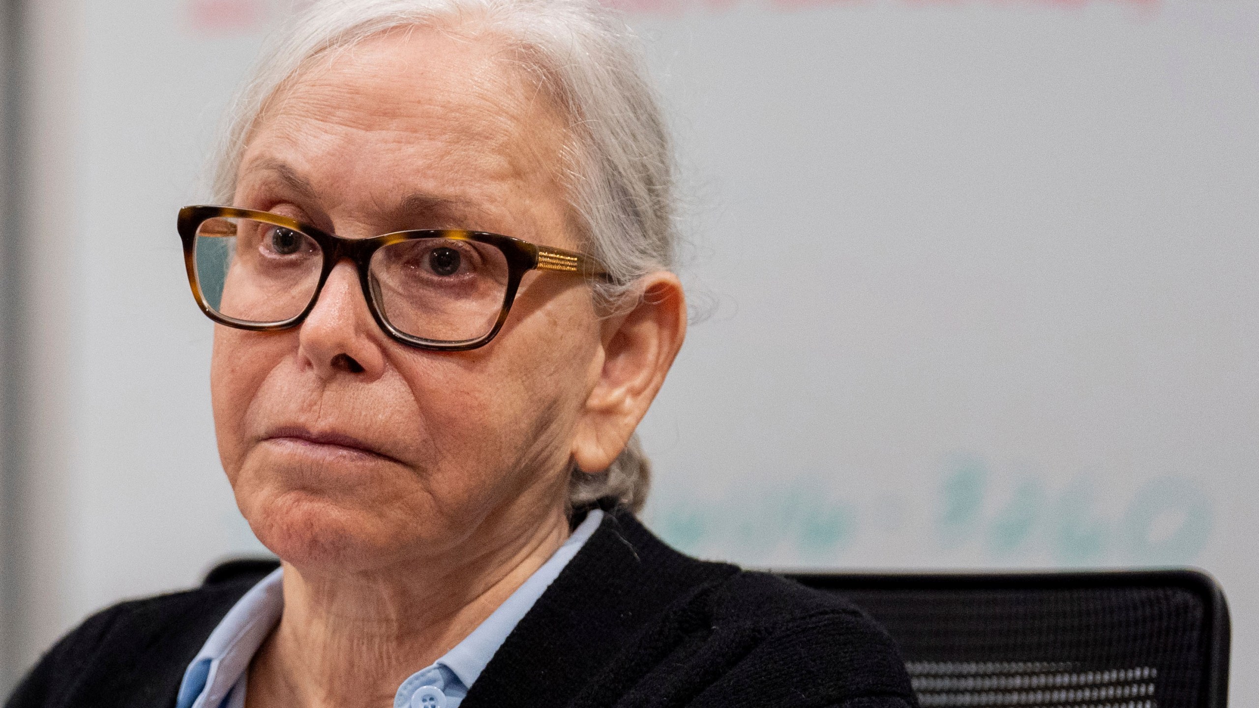 FILE - Donna Adelson, who is charged in the 2014 murder-for-hire of Florida State University law professor Dan Markel, listens to potential jurors answer questions during the first day of jury selection Aug. 19, 2025 in Tallahassee, Fla. (Alicia Devine/Tallahassee Democrat via AP, Pool, File)