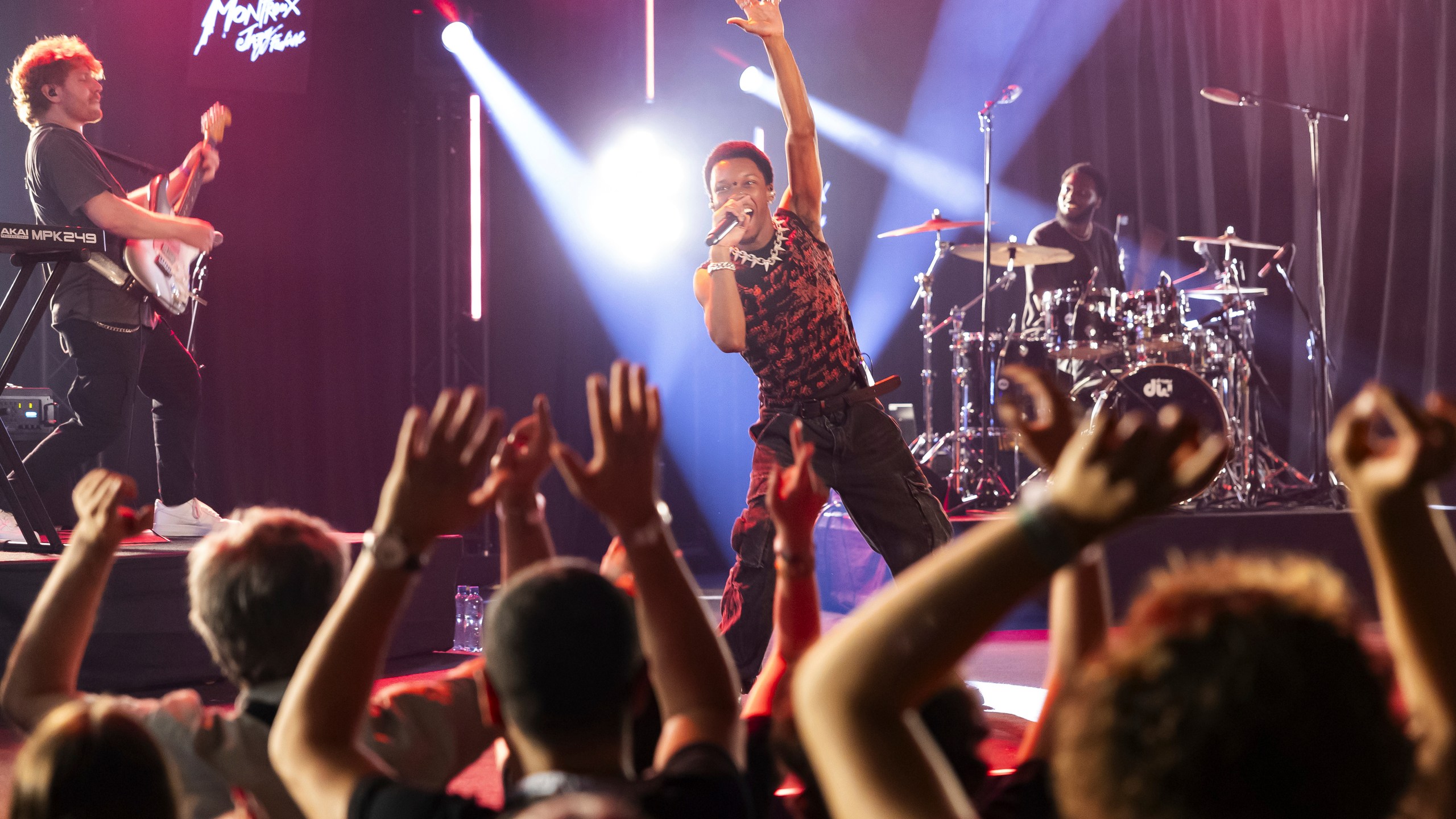 FILE - American singer-songwriter, David Anthony Burke aka d4vd performs on the Casino stage during the 58th Montreux Jazz Festival (MJF), in Montreux, Switzerland, July 19, 2024. (Cyril Zingaro/Keystone via AP, file)