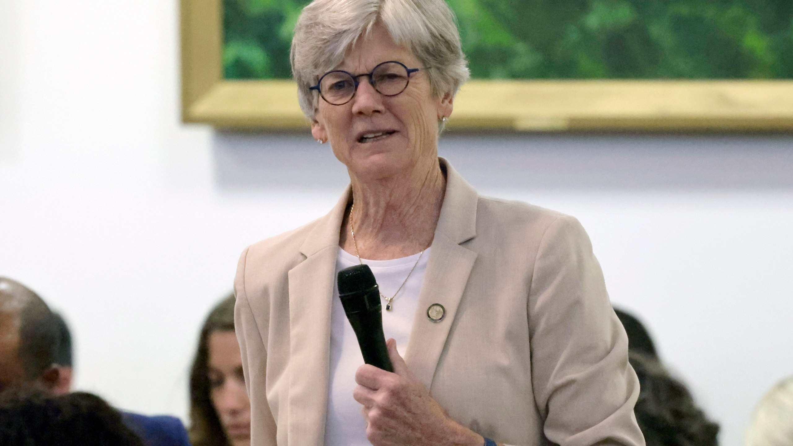 Rep. Marcia Morey, D-Durham, speaks as a bill is debated that was proposed in response to the murder of Ukrainian Iryna Zarutska during a North Carolina legislative session, Tuesday, Sept. 23, 2025, in Raleigh, N.C. (AP Photo/Chris Seward)