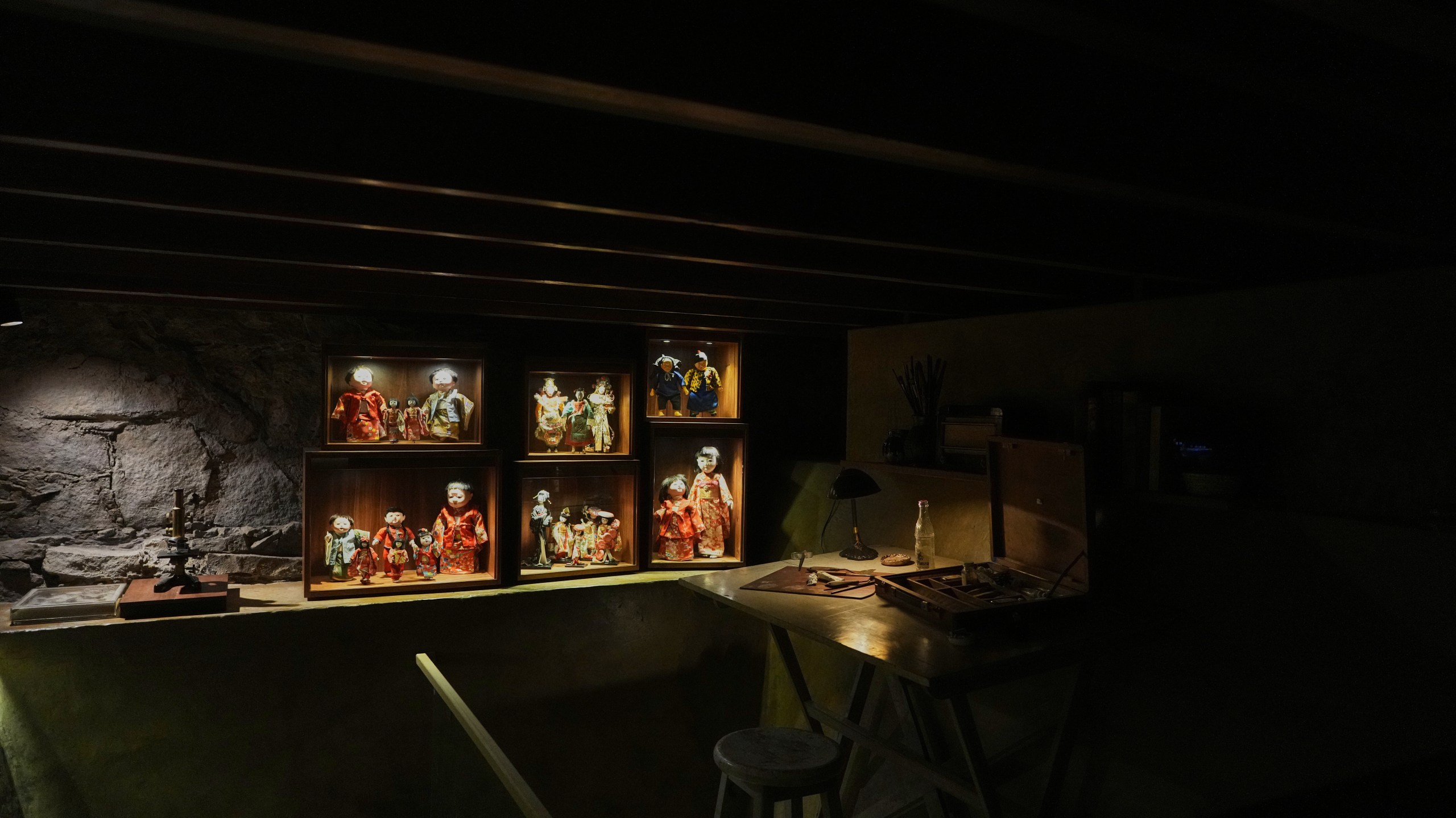 Asian dolls Frida Kahlo purchased during a trip to San Francisco are displayed at the new museum Casa Kahlo in Mexico City, Wednesday, Sept. 10, 2025. (AP Photo/Eduardo Verdugo)