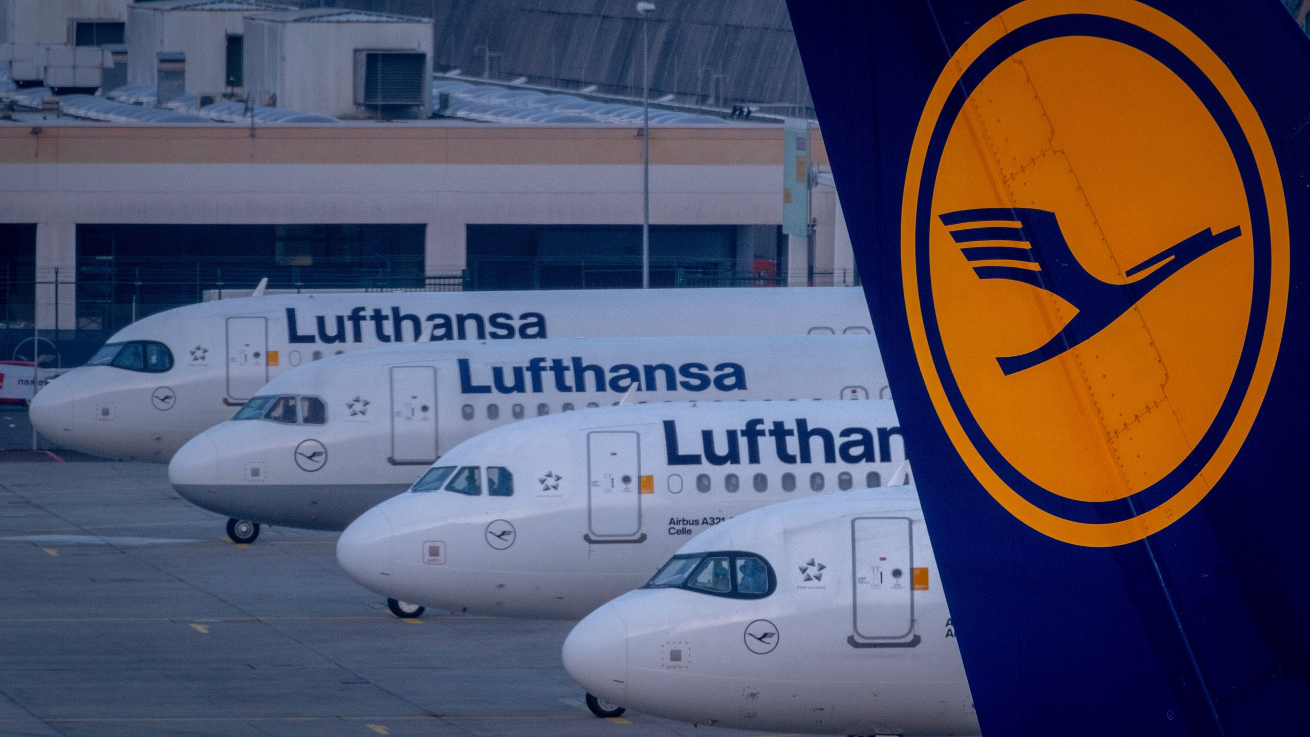 FILE - Lufthansa aircrafts are parked at the airport in Frankfurt, Germany, Thursday, March 7, 2024. (AP Photo/Michael Probst, File)