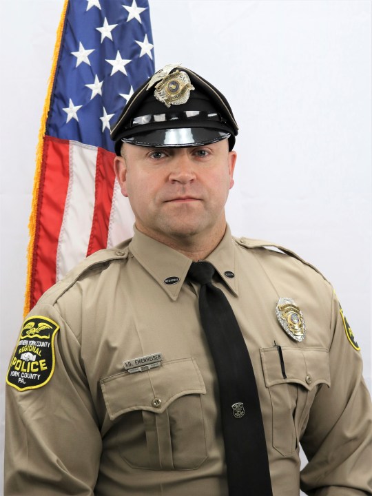 This photo provided by the York County district attorney's office, Sept. 18, 2025, shows Detective Isaiah Emenheiser of the Northern York County Regional Police Department