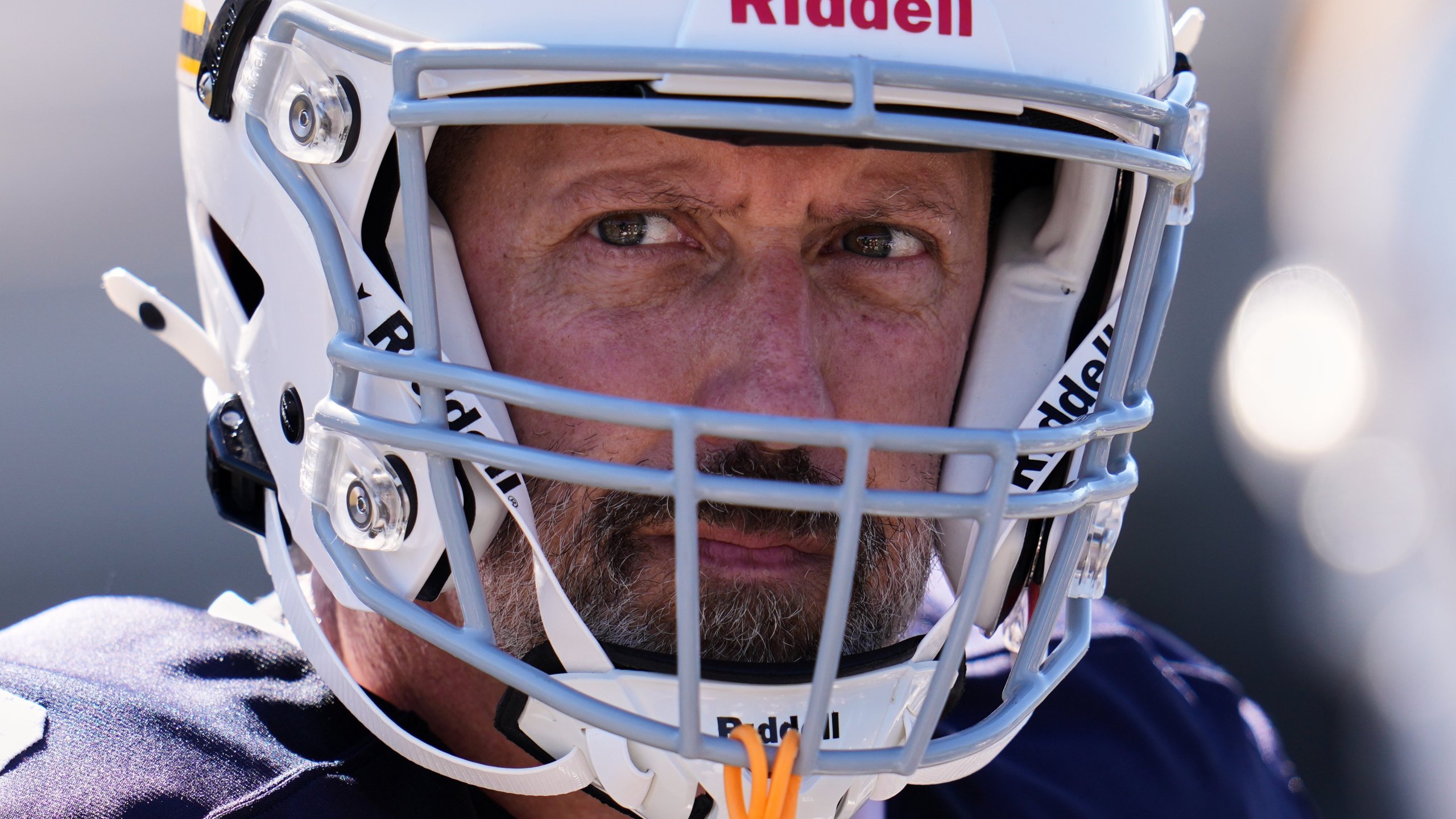Lycoming College nose tackle Tom Cillo stands on the sidelines during an NCAA Division III junior varsity college football game against King's College in Williamsport, Pa., Sunday, Sept. 28, 2025.