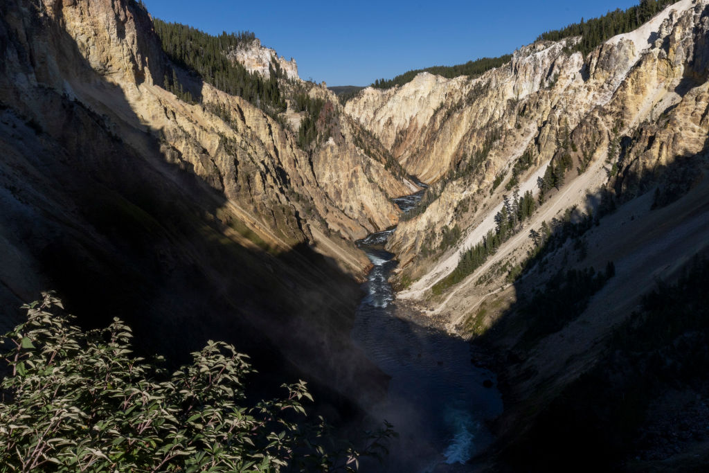 A view of the Grand Canyon of Yellowstone on August 30, 2024 in Yellowstone National Park, Wyoming.