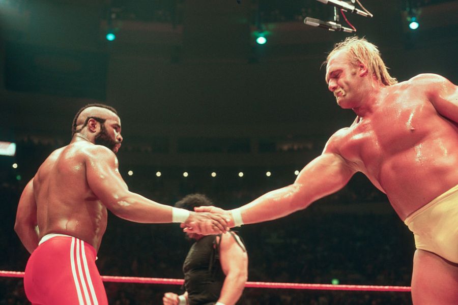 Mr. T and Hulk Hogan shaking hands