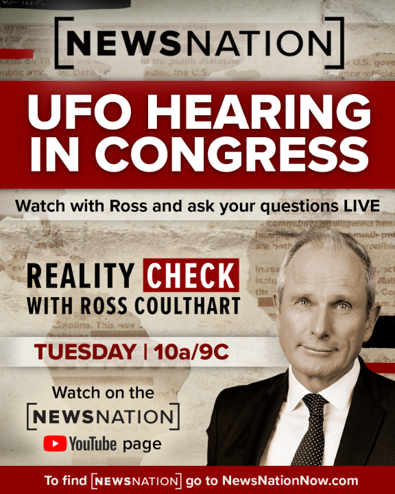 You can watch the hearing with Reality Check host Ross Coulthart Tuesday at 10am ET on NewsNation's YouTube channel. Co-host Meagan Ourada will be there to ask your questions LIVE after the hearing wraps up.