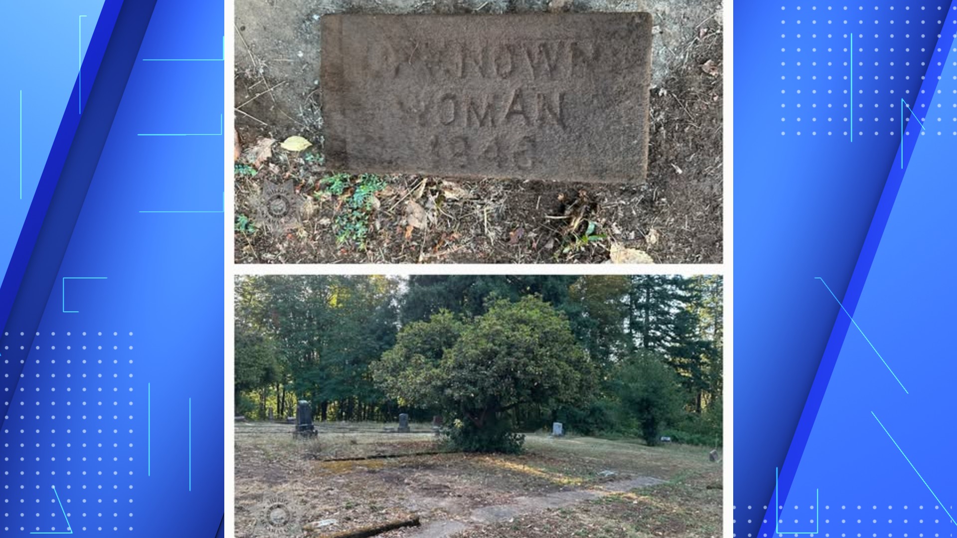 Headstone of unidentified woman found in 1946.