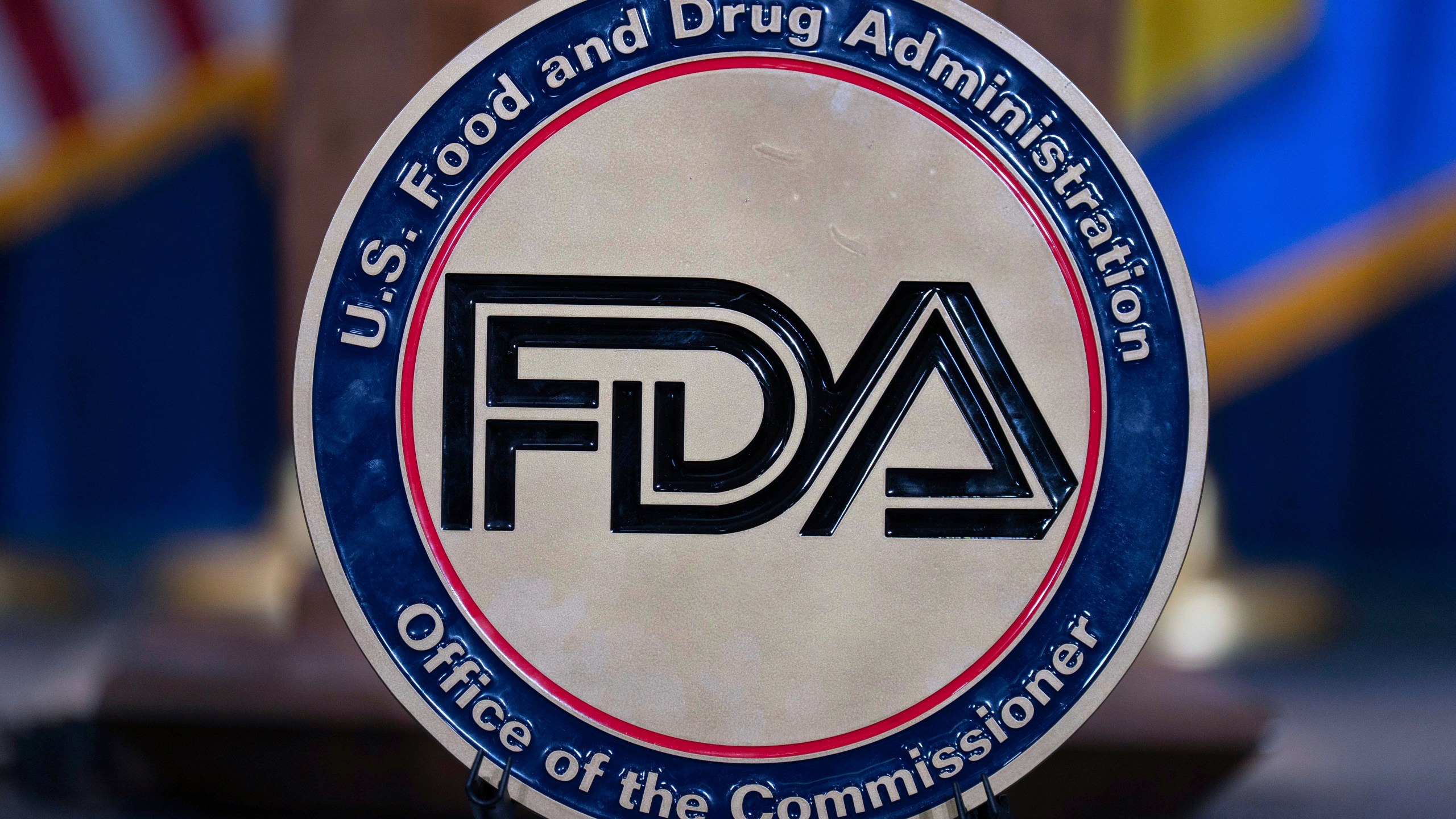 FILE - The Food and Drug Administration seal is seen at the Hubert Humphrey Building Auditorium in Washington, April 22, 2025. (AP Photo/Jose Luis Magana, File)