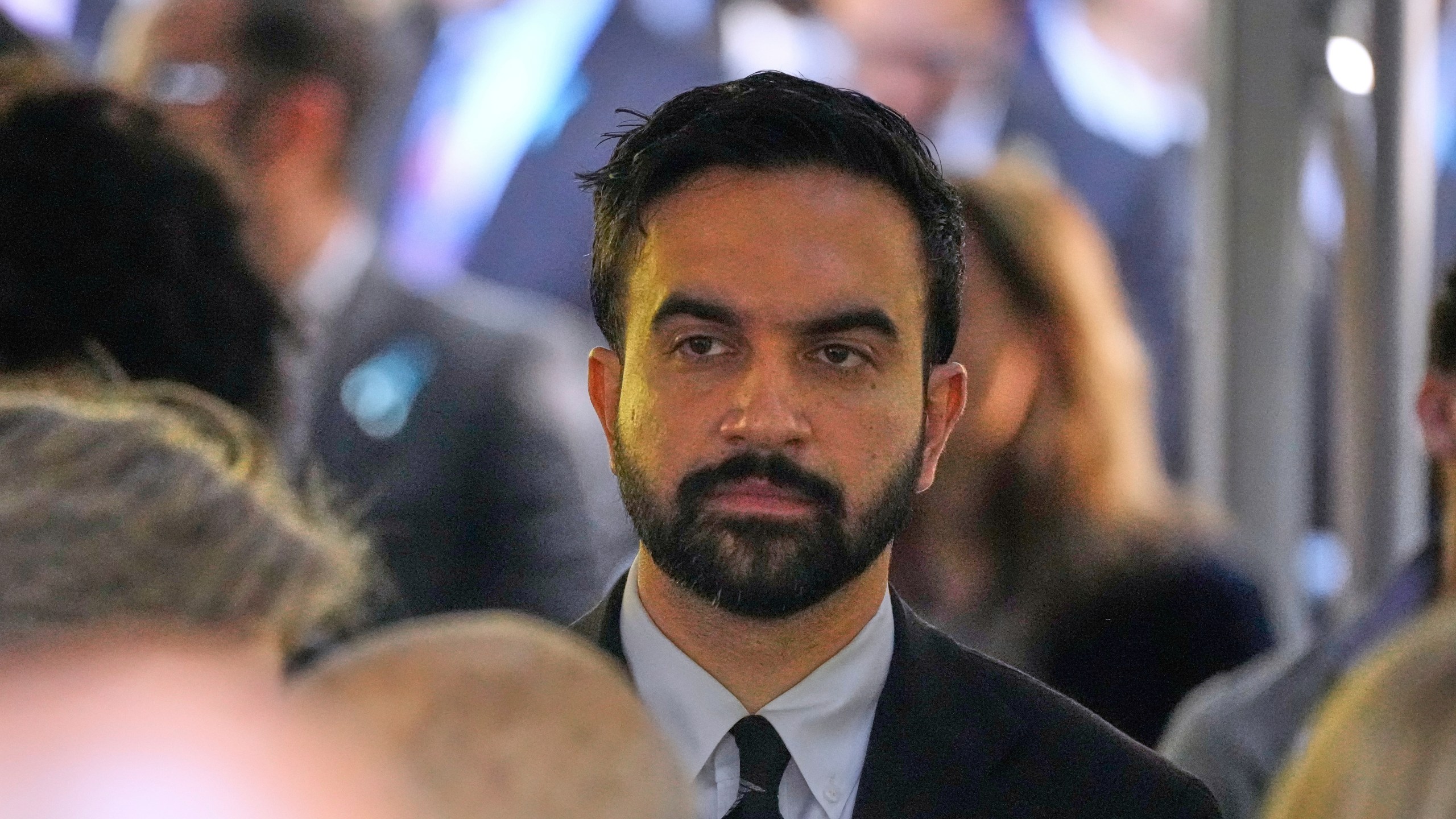 FILE - NYC mayoral candidate Zohran Mamdani participates during a ceremony commemorating the anniversary of the 9-11 terror attacks in New York, Thursday, Sept. 11, 2025. (AP Photo/Seth Wenig, File)