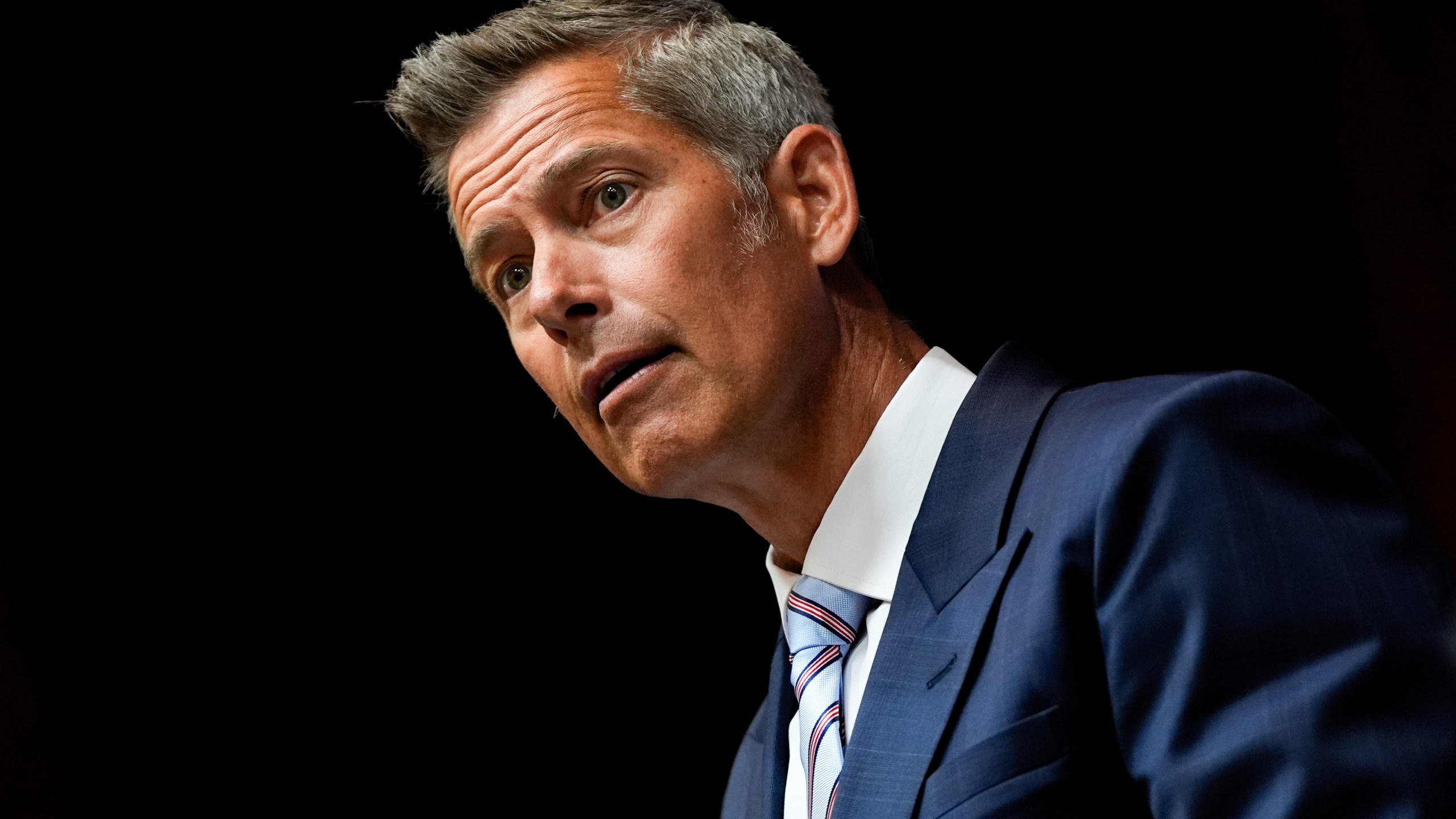 Transportation Secretary Sean Duffy speaks during a news conference