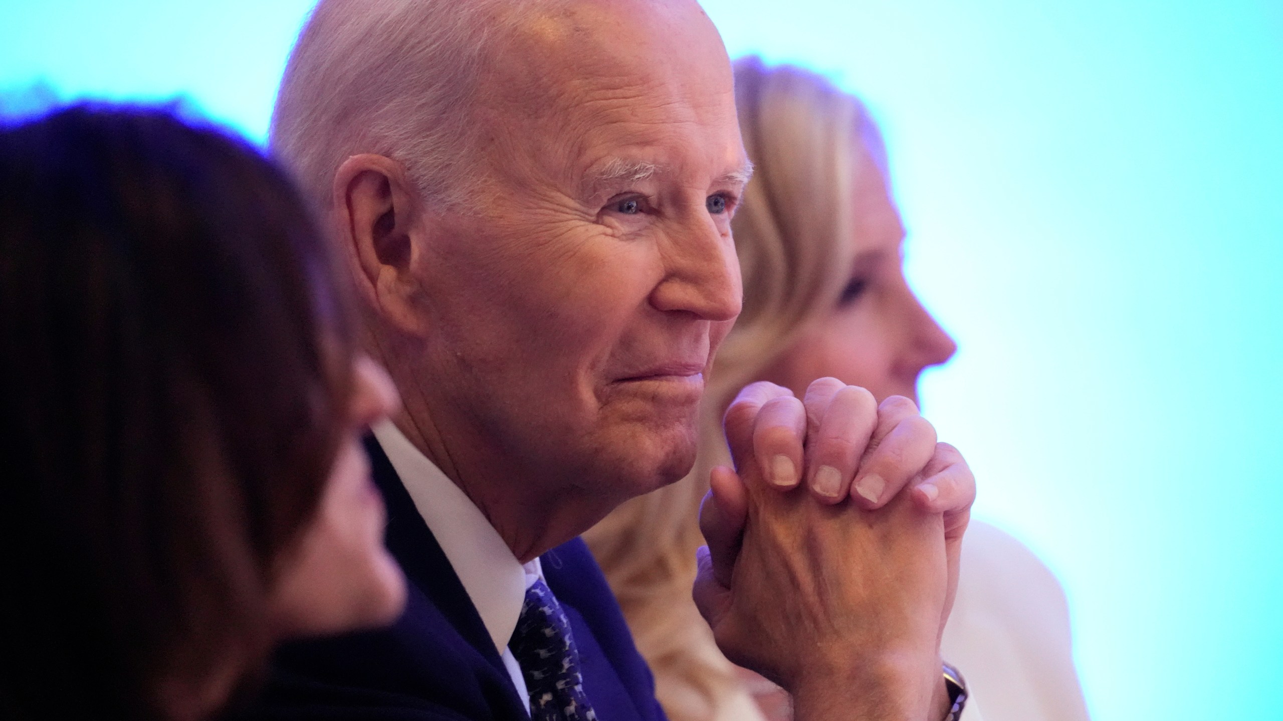 Former President Joe Biden listens to a speaker before receiving the Lifetime Achievement Award at the Edward M. Kennedy Institute's 10th Anniversary Celebration, Sunday, Oct. 26, 2025, in Boston.(AP Photo/Robert F. Bukaty)