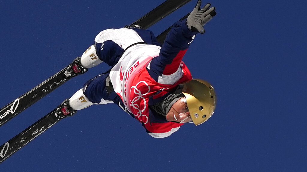 In this file photo - United States' Winter Vinecki competes during the women's aerials qualification.