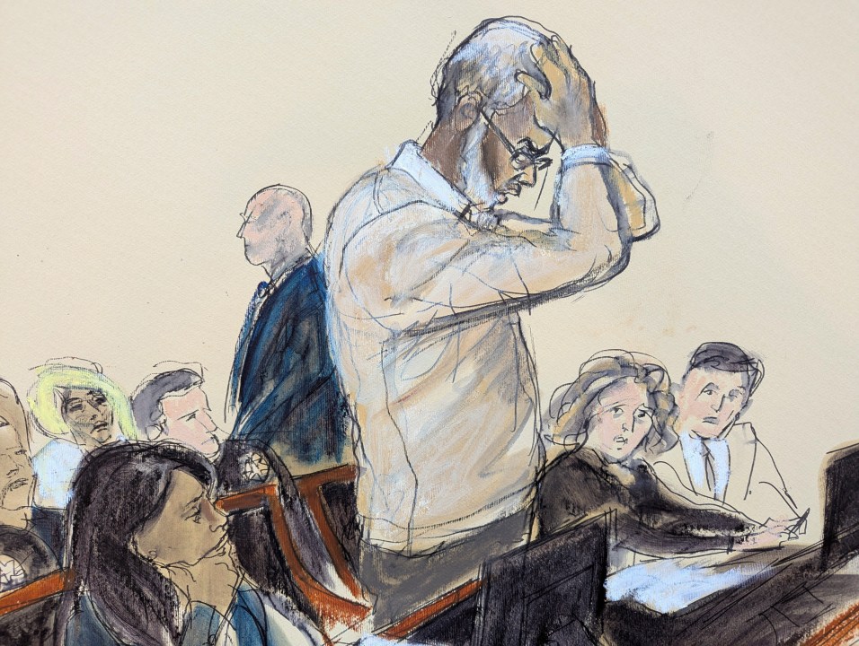 Sean Diddy Combs reacts as he makes a statement during his sentencing hearing