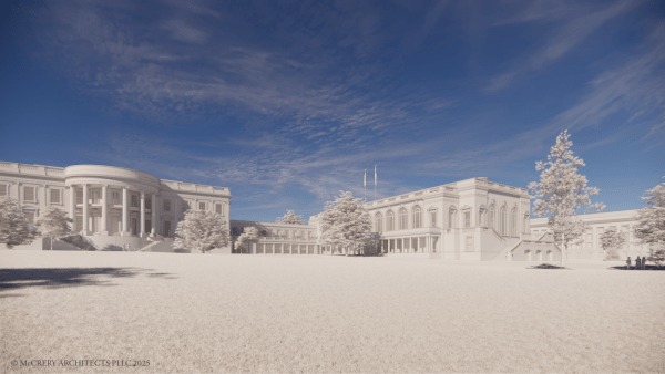 Rendering of exterior of White House ballroom