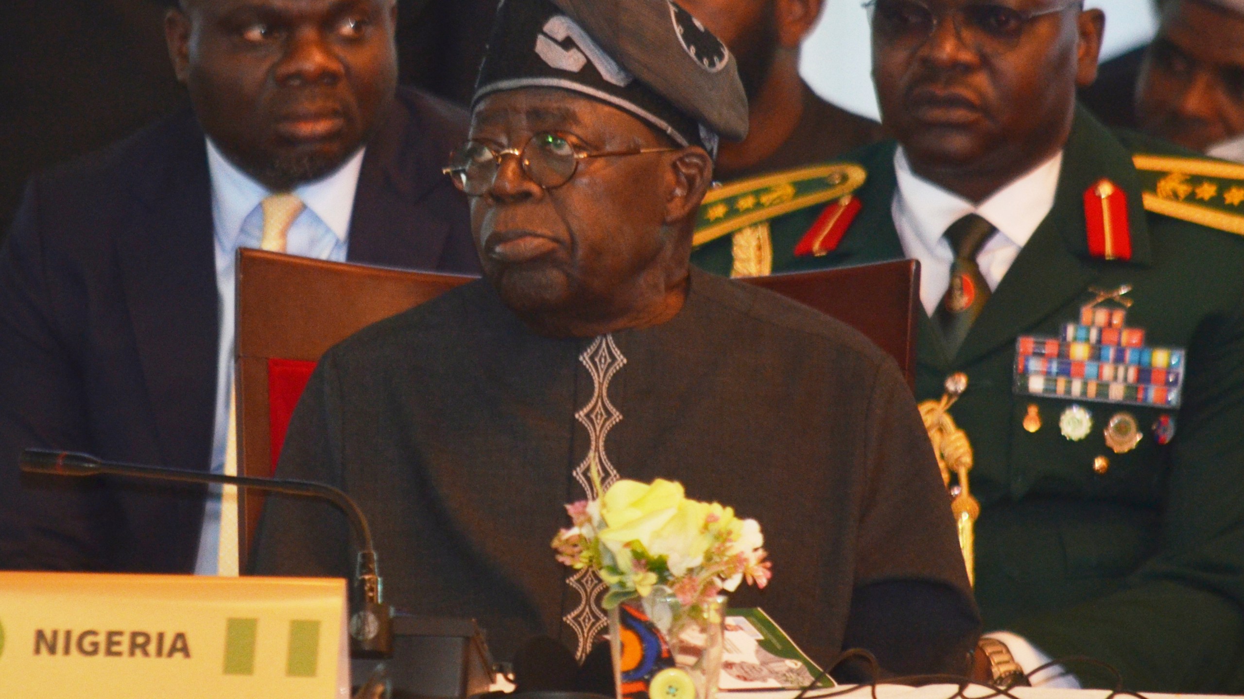 FILE - Nigerian President Bola Ahmed Tinubu attends an ECOWAS meeting in Abuja, Nigeria, Sunday, June 22, 2025. (AP Photo/Olamikan Gbemiga, File)