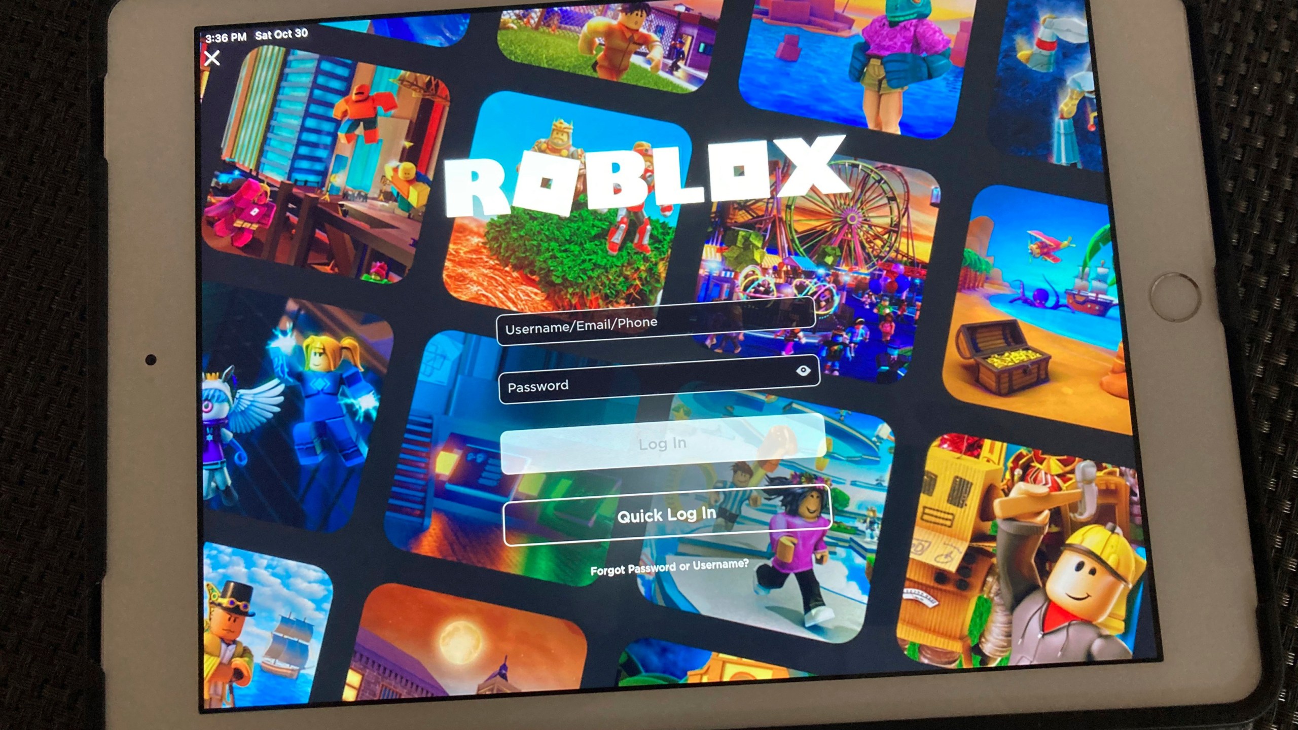 FILE - The gaming platform Roblox is displayed on a tablet, Oct. 30, 2021, in New York. (AP Photo/Leon Keith, File)