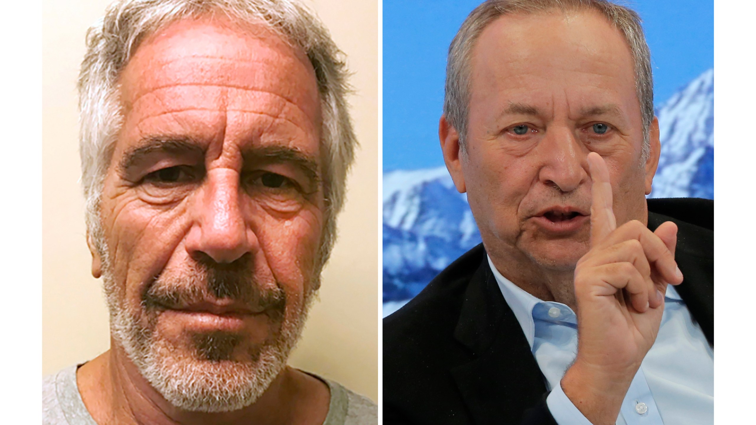 This combo shows Jeffrey Epstein, left, and U.S. economist Larry Summers. (New York State Sex Offender Registry via AP/Michel Euler)
