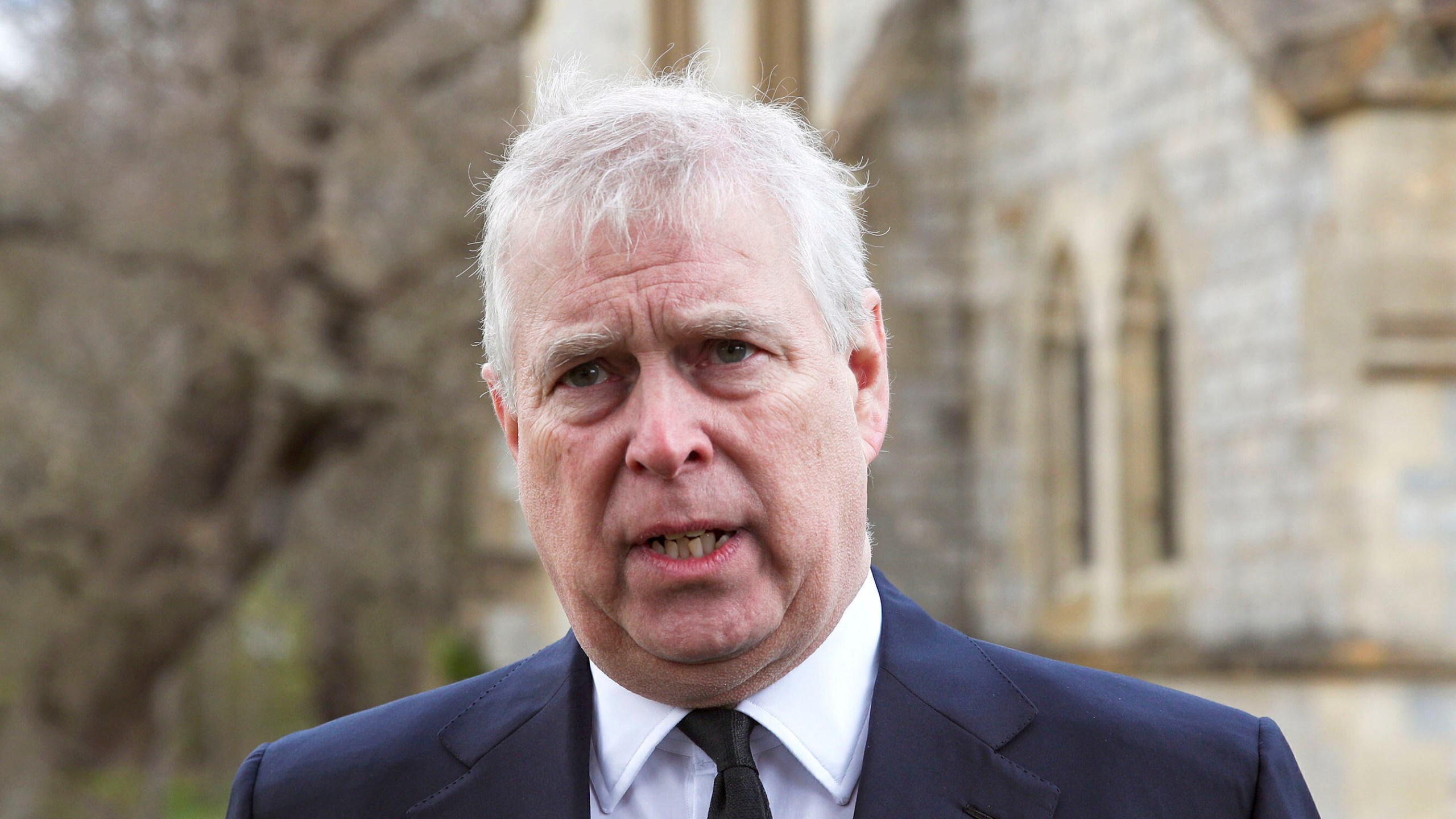 FILE - Britain's Prince Andrew speaks during a television interview at the Royal Chapel of All Saints at Royal Lodge in Windsor, April 11, 2021. (Steve Parsons/Pool Photo via AP, File)