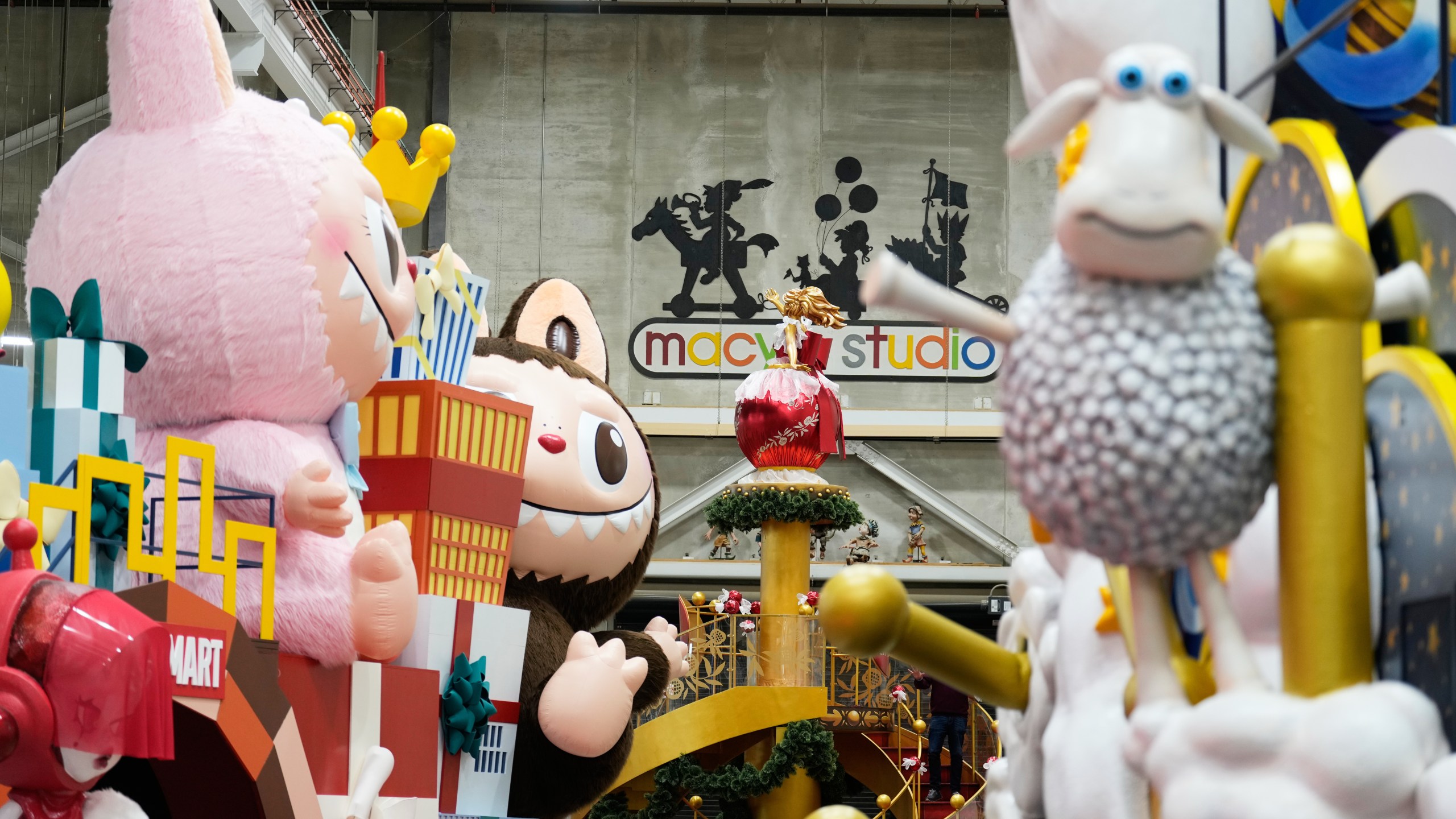 New Thanksgiving Day floats are displayed during a press preview of the new floats at Macy's Parade Studio in Moonachie, N.J., Tuesday, Nov. 18, 2025. (AP Photo/Seth Wenig)