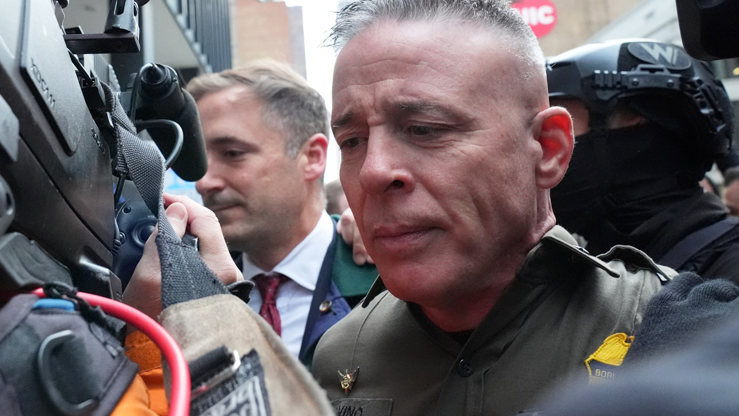 U.S. Customs and Border Patrol Gregory Bovino arrives outside federal court in Chicago, Tuesday, Oct. 28, 2025. (AP Photo/Nam Y. Huh)