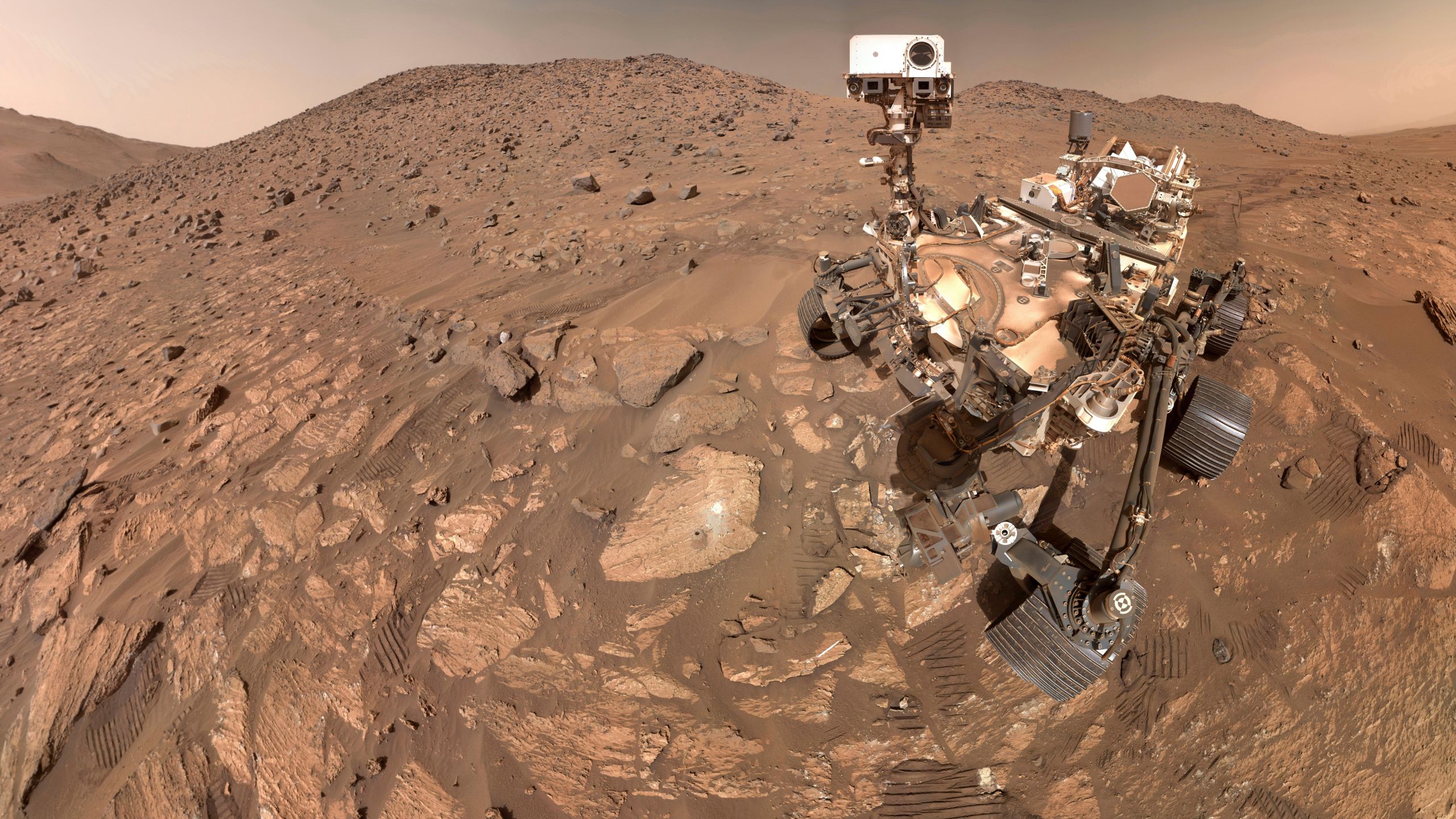 a selfie of the Perseverance rover on the planet Mars