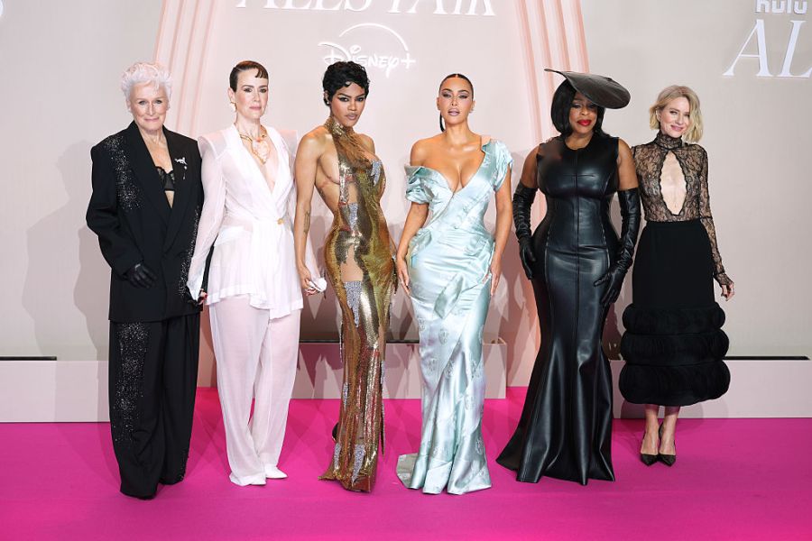 All's Fair cast (Glenn Close, Sarah Paulson, Teyana Taylor, Kim Kardashian, Niecy Nash-Betts and Naomi Watts)
