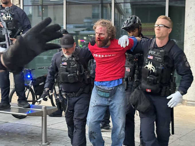 A man who was arrested after being invovled in a fight at the TPUSA event at UC Berkeley.