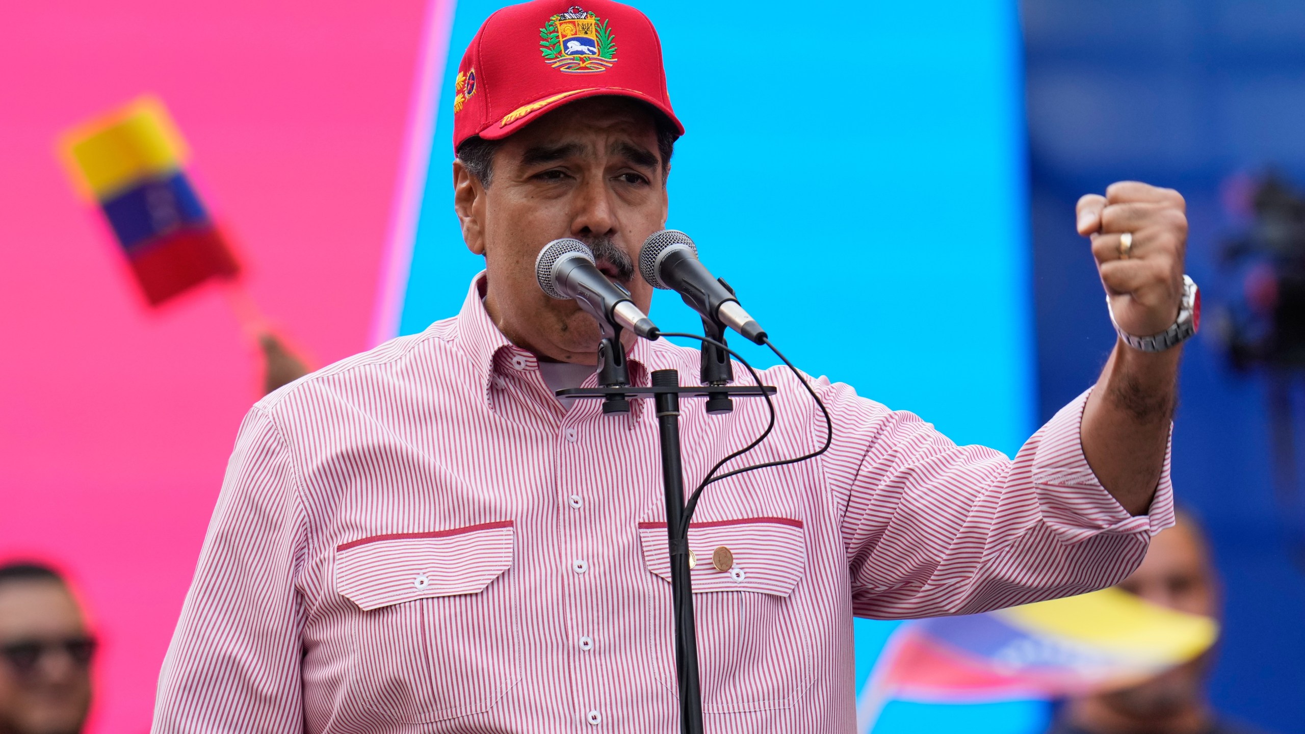 Venezuelan President Nicolas Maduro addresses supporters