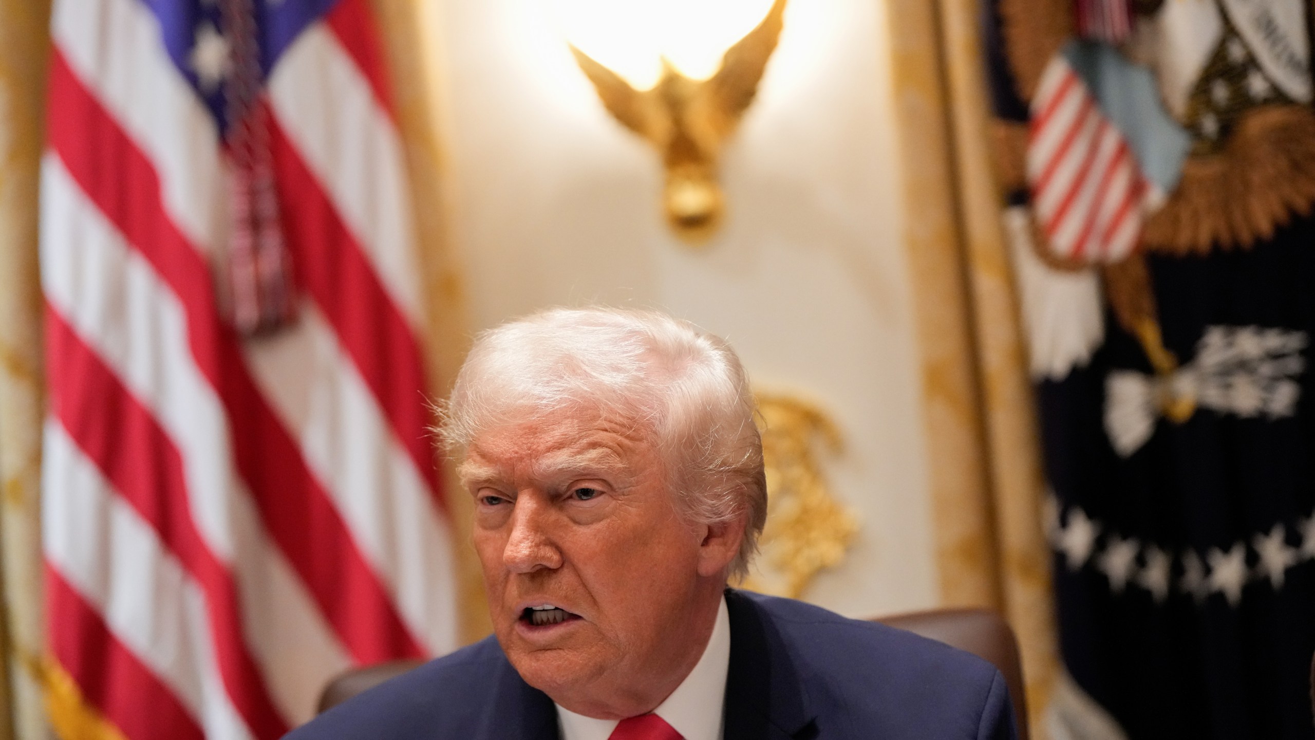 President Donald Trump speaks during a Cabinet meeting at the White House, Tuesday, Dec. 2, 2025, in Washington. (AP Photo/Julia Demaree Nikhinson)