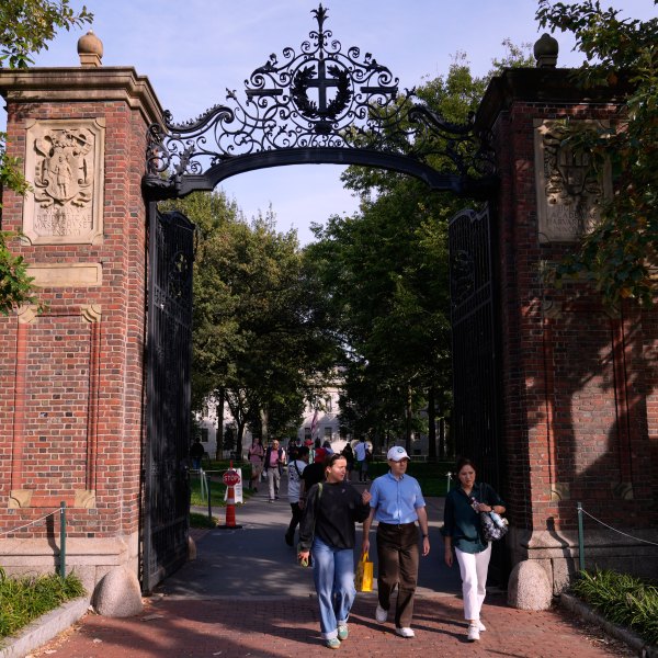 FILE - The gates of Harvard Yard at Harvard University, Tuesday, Sept. 30, 2025, in Cambridge, Mass. (AP Photo/Charles Krupa, File)