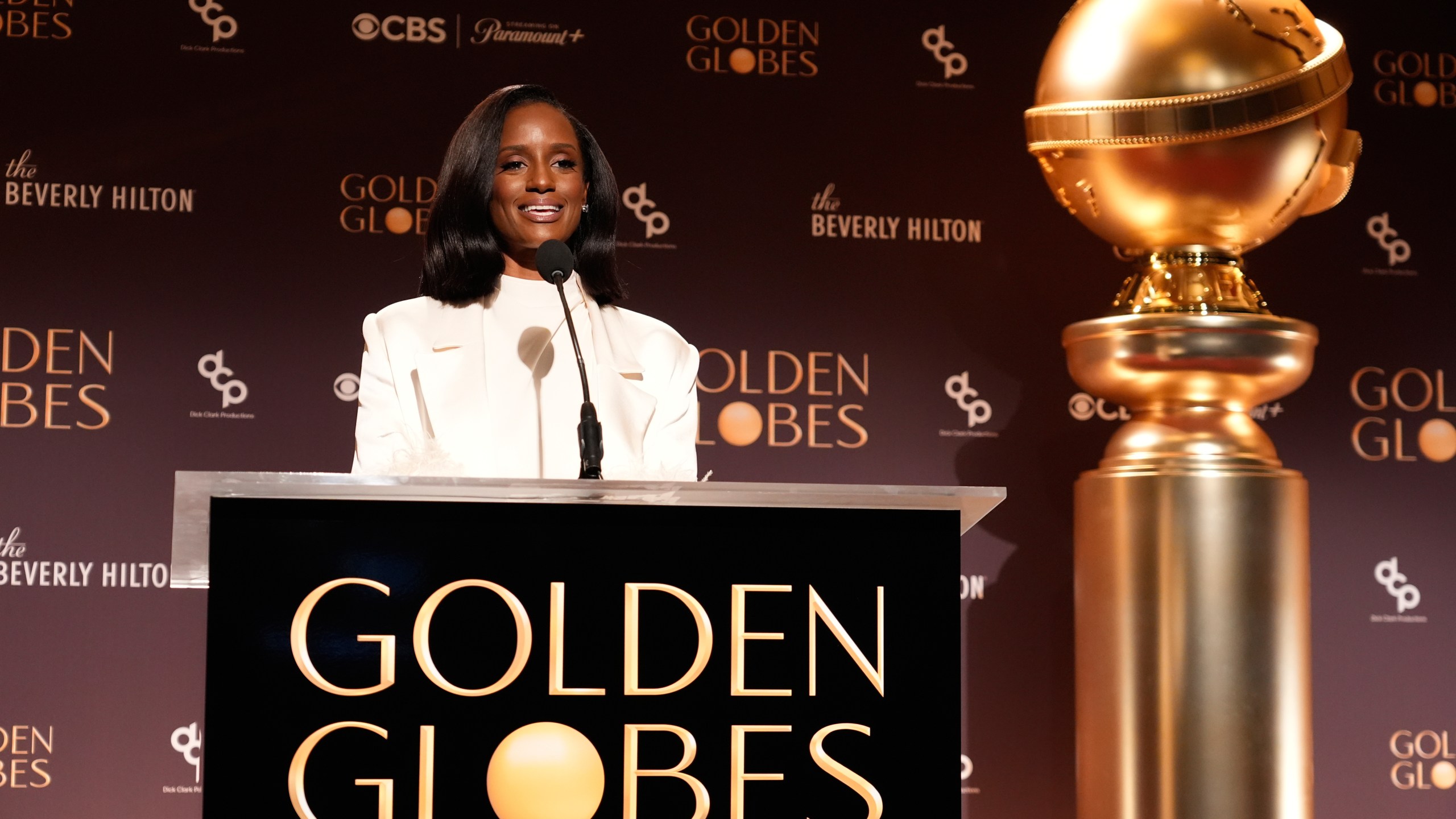Skye P. Marshall appears during the nominations announcement for the 83rd Golden Globes on Monday, Dec. 8, 2025, at the Beverly Hilton Hotel in Beverly Hills, Calif. (AP Photo/Chris Pizzello)