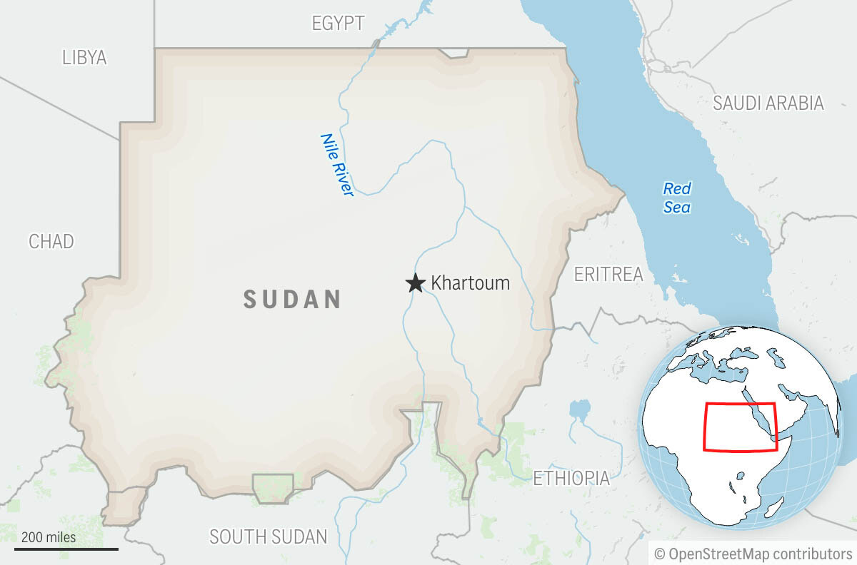 This is a locator map for Sudan with its capital, Khartoum. (AP Photo)