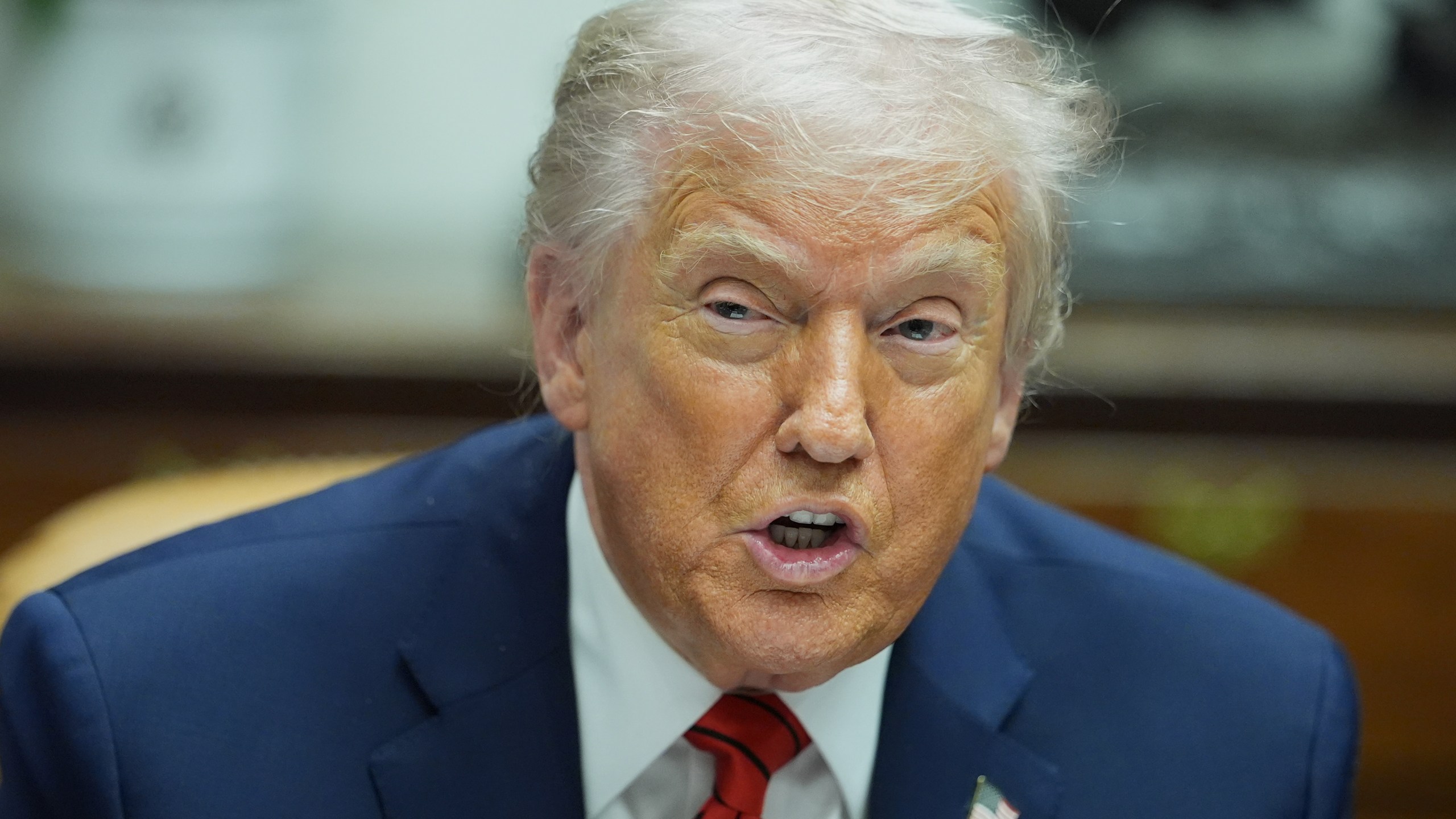President Donald Trump speaks during a roundtable discussion with business leaders in the Roosevelt Room of the White House, Wednesday, Dec. 10, 2025, in Washington. (AP Photo/Evan Vucci)