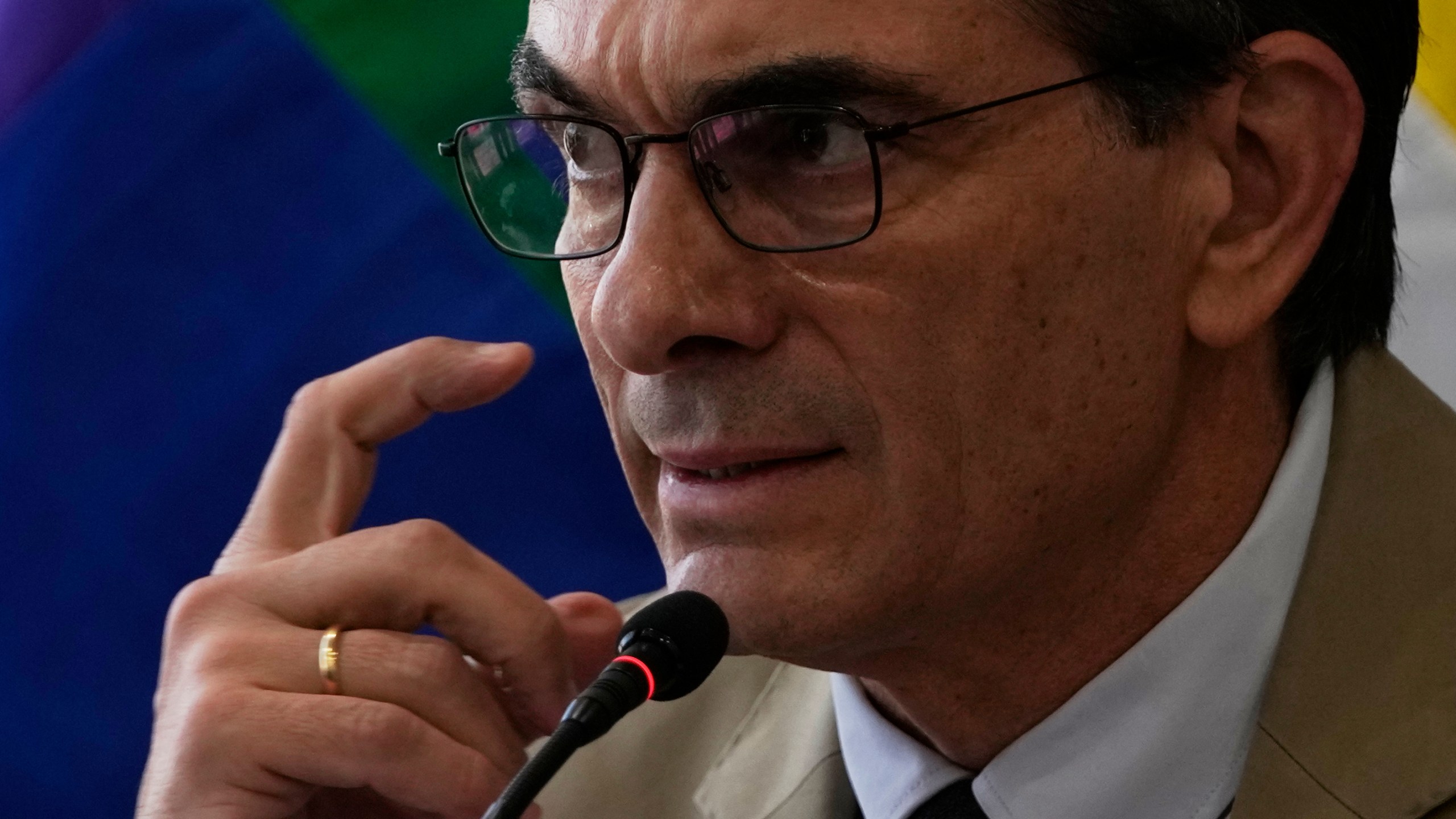 Bolivian President Rodrigo Paz holds a press conference at the presidential palace in La Paz, Bolivia, Tuesday, Nov. 25, 2025. (AP Photo/Juan Karita)