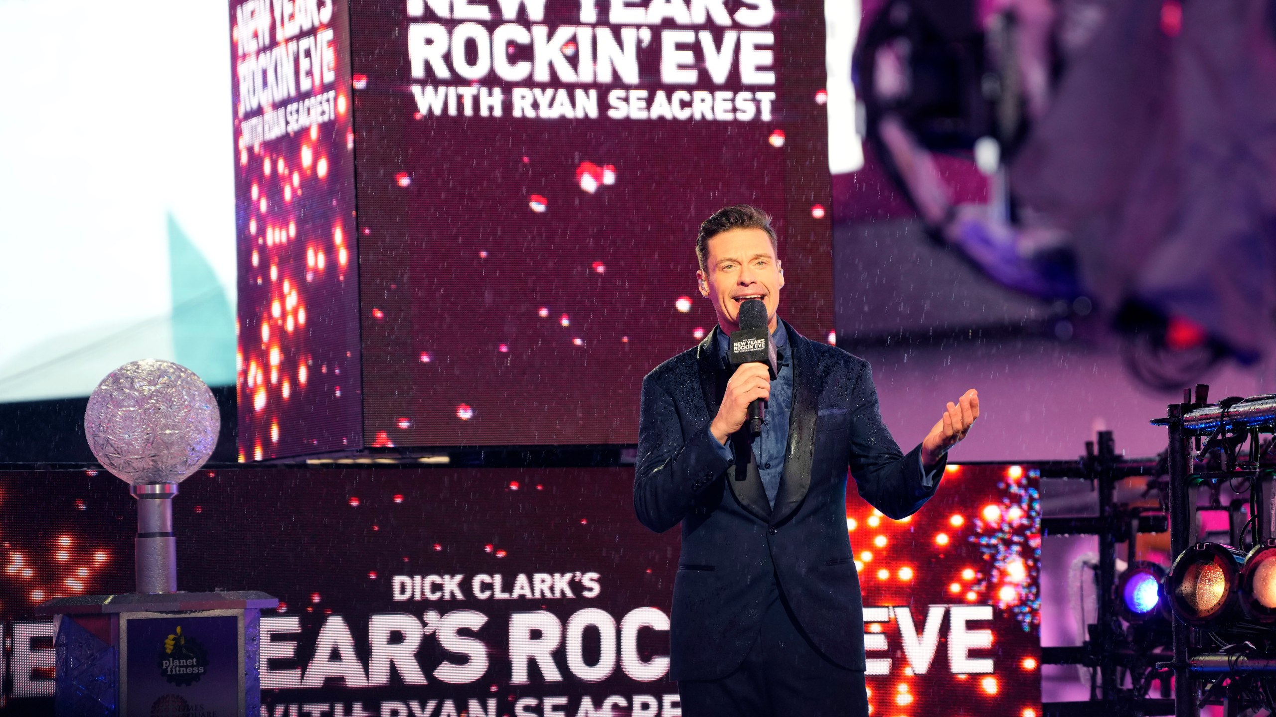 FILE - Ryan Seacrest hosts "Dick Clark's New Year's Rockin' Eve" during the Times Square New Year's Eve celebration on Tuesday, Dec. 31, 2024, in New York. (Photo by Charles Sykes/Invision/AP, File)