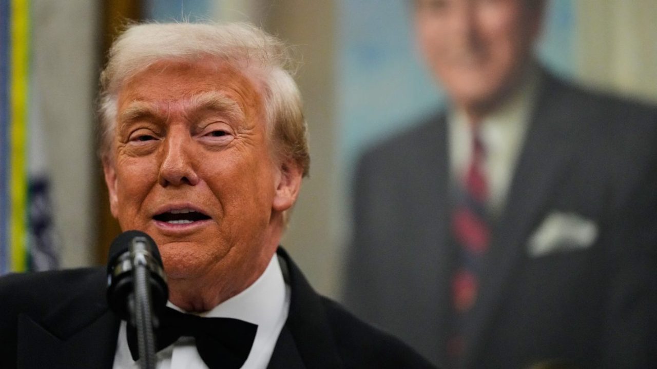 close-up of Trump speaking onstage