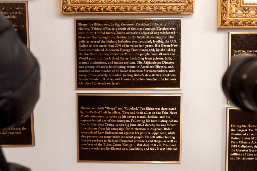 New plaques under Biden's portrait in White House