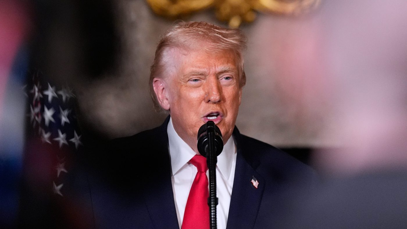 President Donald Trump speaks at an event